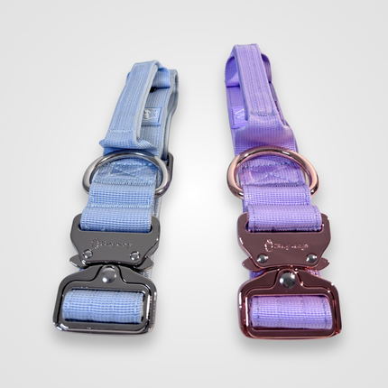 Bully Wags Tactical Dog Collar with Handle – Baby Blue 1.5”