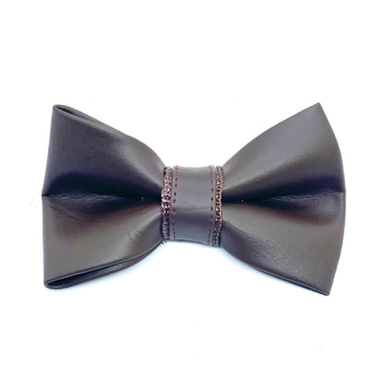 Puccissimé Pet Couture Grizzly Brown Leather Dog Bow Tie