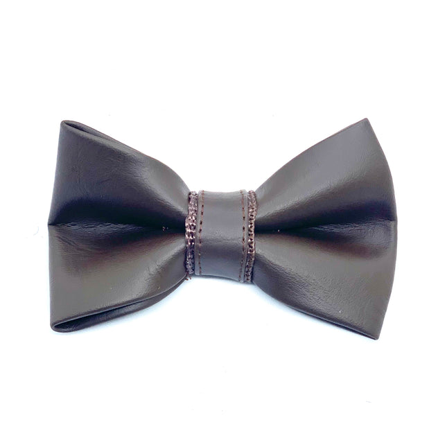 Puccissimé Pet Couture Grizzly Brown Leather Dog Bow Tie