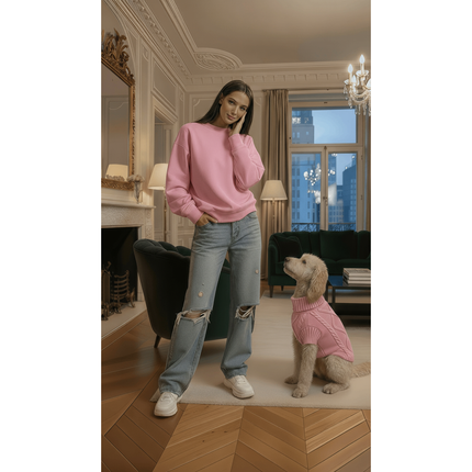 Puccissimé Pet Couture Pink Cable-Knit Dog Sweater
