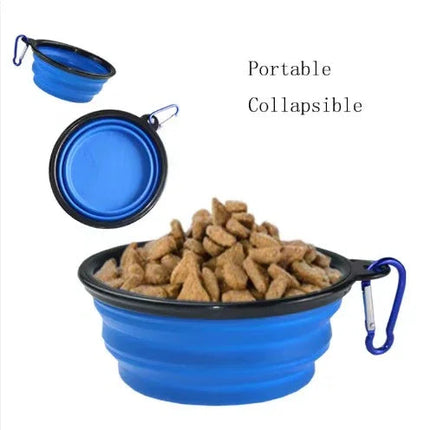 Portable Silicone Pet Bowl with Carabiner Clip, Collapsible, 350 ml