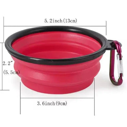Portable Silicone Pet Bowl with Carabiner Clip, Collapsible, 350 ml