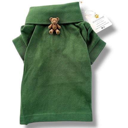 Puccissimé Pet Couture Green Cotton Dog Shirt
