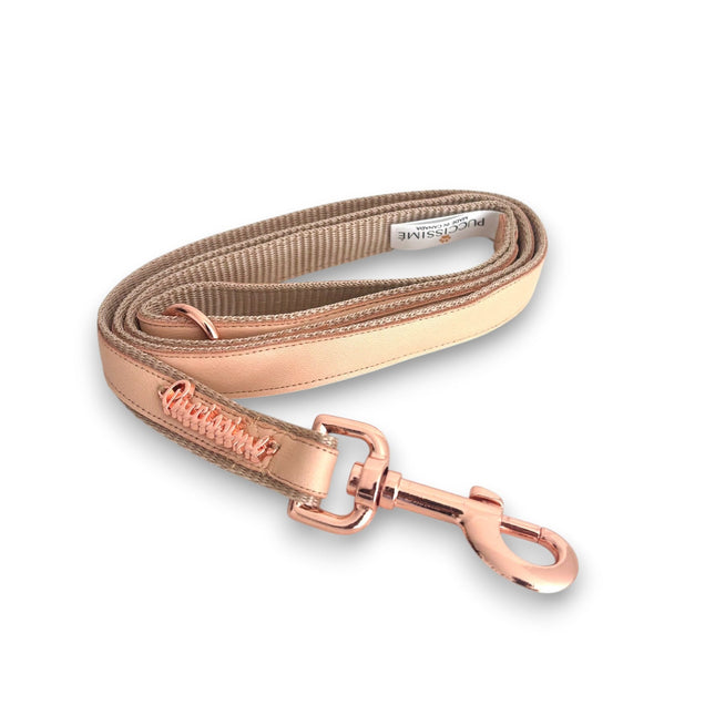 Puccissimé Pet Couture Genuine Leather Dog Leash - Peach
