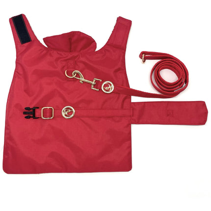 Puccissimé Pet Couture Red Waterproof Insulated Dog Rain Jacket