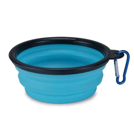 Portable Silicone Pet Bowl with Carabiner Clip, Collapsible, 350 ml