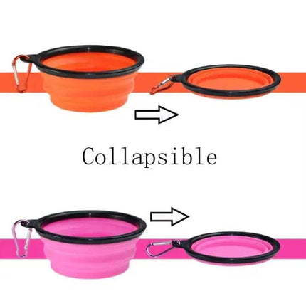 Portable Silicone Pet Bowl with Carabiner Clip, Collapsible, 350 ml